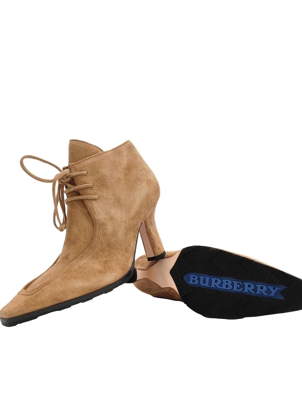 Burberry Tan Suede Pointed Ankle Bootie 37.5